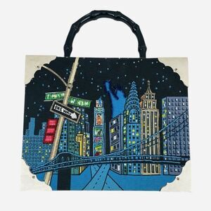 Vintage 00s Bueno Beaded Cigar Box Cityscape Purse NYC New York Upcycled Skyline